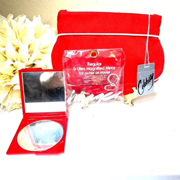 Vintage makeup bag and mirror set - Picture 1 of 13